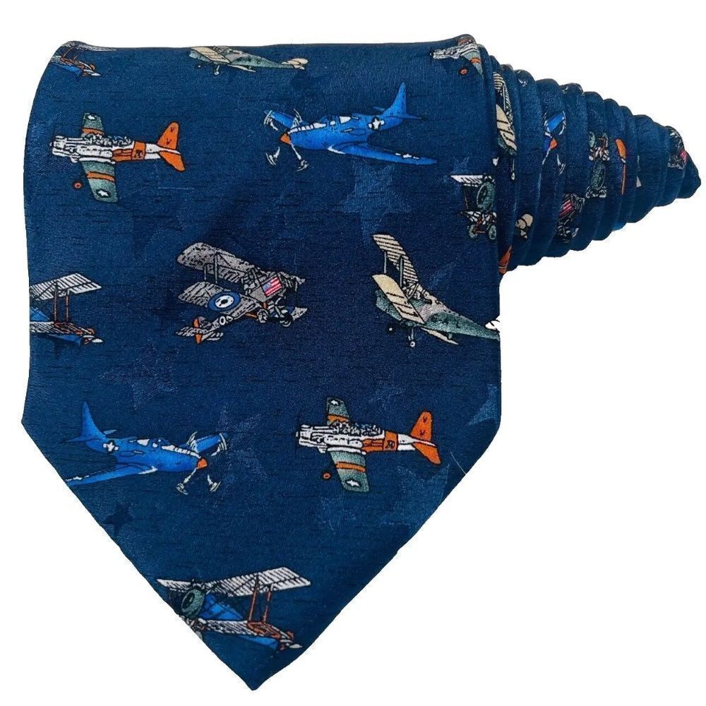 Tango Americana Series Early Fliers Planes 1910 - 1950 Mens Novelty Necktie EUC